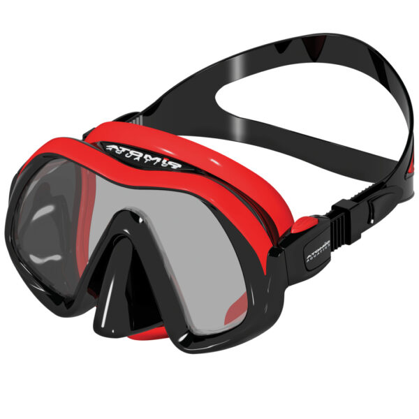 Atomic Venom Frameless Mask Red Side - Diversworld - Scuba Diving Snorkeling Spearfishing Cairns