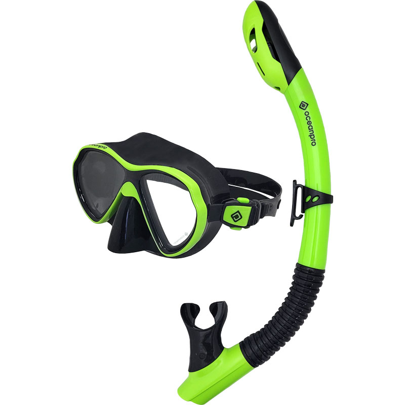 Oceanpro Jurien Junior Mask Snorkel Set Lime - Diversworld Spearfishing Snorkelling Scuba Diving Cairns Australia