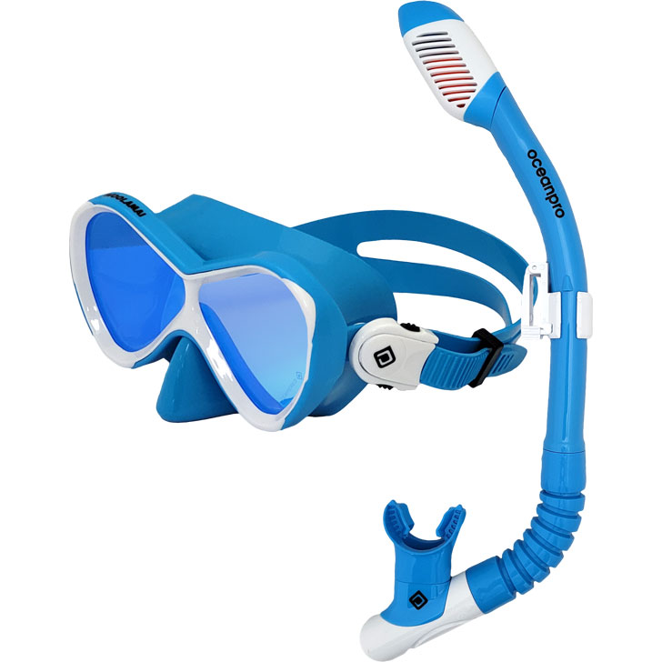 Oceanpro Woolamai Mask Snorkel Set Ocean Blue - Diversworld Snorkelling Diving Cairns Australia
