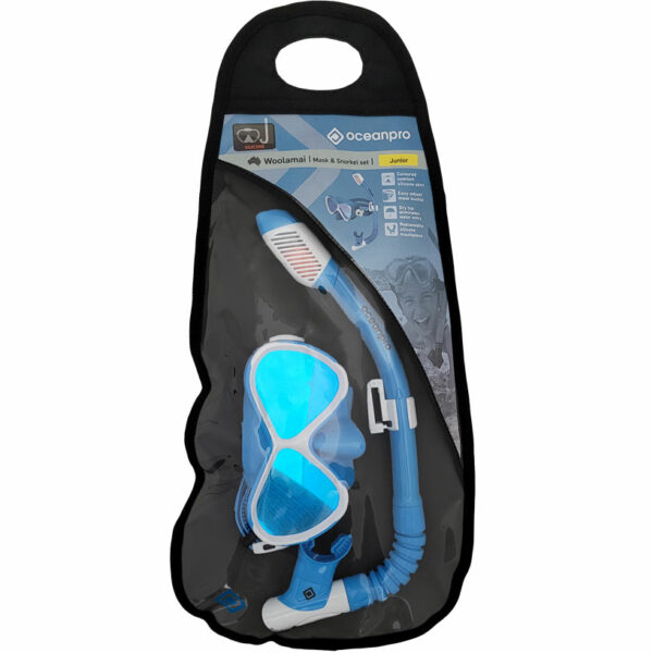Oceanpro Woolamai Mask Snorkel Set Ocean Blue Packaging - Diversworld Snorkelling Diving Cairns Australia