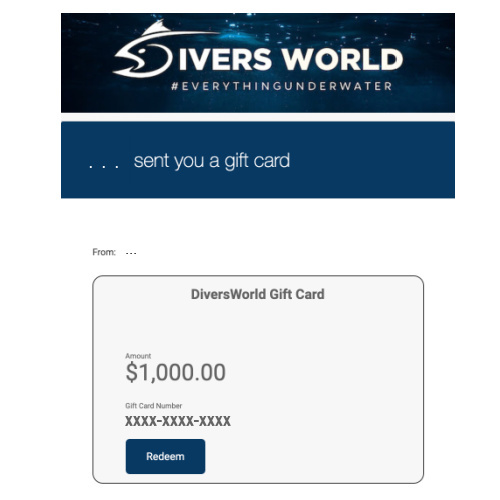 Diversworld Online Gift Card Details