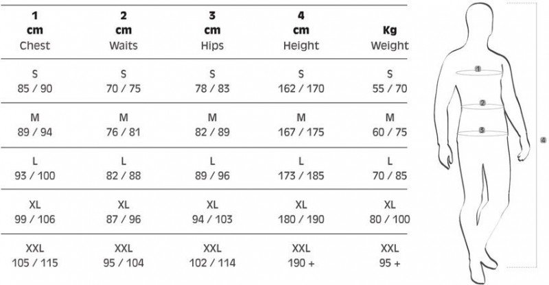 Size Chart Salvimar Wetsuits